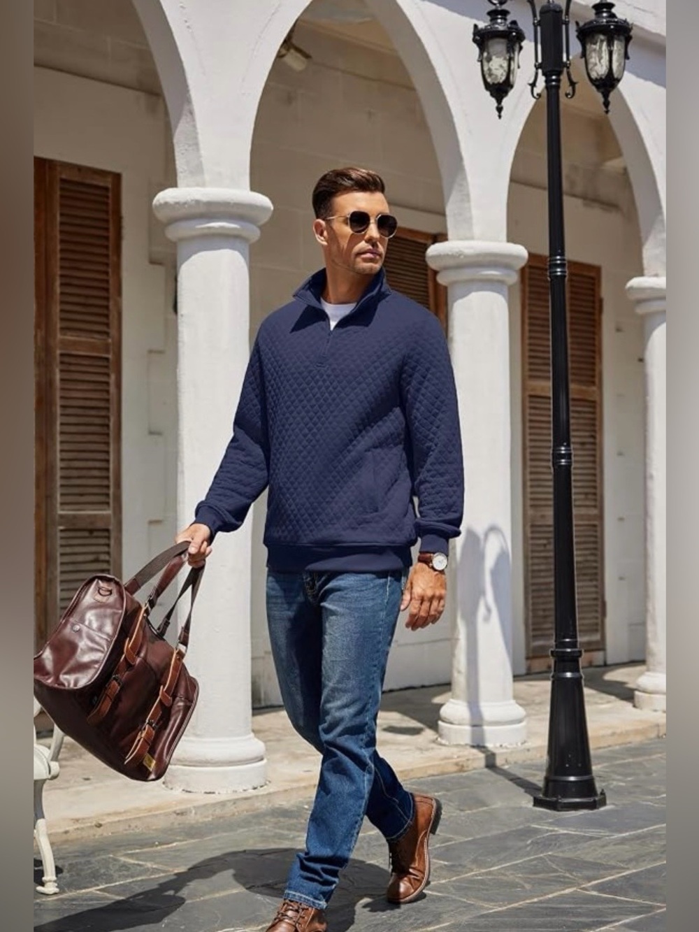 Large BNWT COOFANDY Mens Quarter Zip Pullover Quilted Sweatshirt
Knit Long Sleev